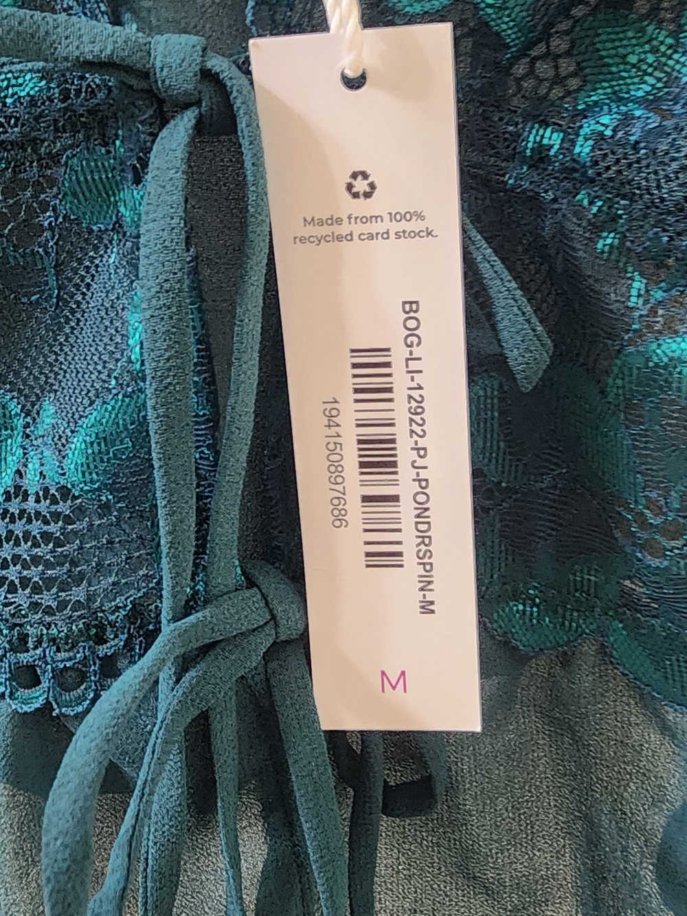 Adore Me Teal Lace Peplum Chemise Top with Tie-Front - Picture 4 of 6
